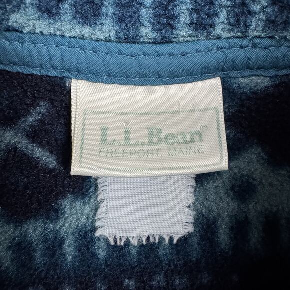 Vintage 90s LL Bean Snap T Fleece Jacket Men's Small Aztec Navajo Print Pullover - Picture 4 of 6